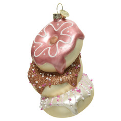 Игрушки елочные одиночные подвеска Пончики 11,5см стекло бело-розовый Kaemingk