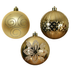 Шары елочные одиночные шар 100мм с рисуноком пластик золотой в асс-те Kaemingk