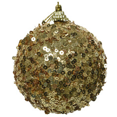 Шары елочные одиночные шар 80мм пайетки/пенопласт золотой Kaemingk
