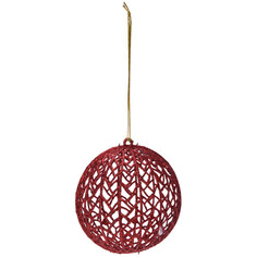 Шары елочные одиночные шар 90мм Плетеный пластик красный Koopman