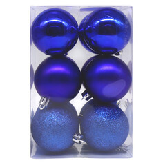 Шары елочные в наборах набор шаров 60мм 12шт пластик голубой микс