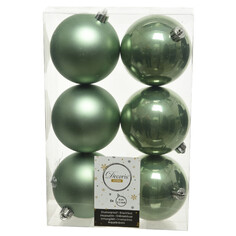Шары елочные в наборах набор шаров 80мм 6шт пластик зеленый шалфей Kaemingk