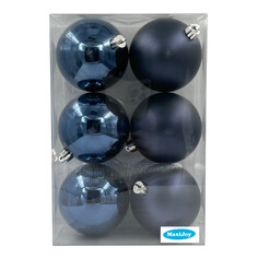 Шары елочные в наборах набор шаров MAXIJOY 80мм 6шт пластик темно-синий