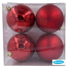 Шары елочные в наборах набор шаров MAXIJOY 100мм 4шт пластик красный