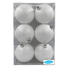 Шары елочные в наборах набор шаров MAXIJOY 80мм 6шт пластик белый