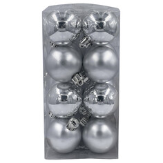 Шары елочные в наборах набор шаров MAXIJOY 40мм 16шт пластик серебро