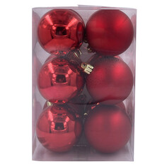 Шары елочные в наборах набор шаров MAXIJOY 60мм 12шт пластик красный