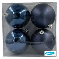 Шары елочные в наборах набор шаров MAXIJOY 100мм 4шт пластик темно-синий