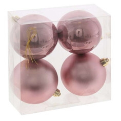Шары елочные в наборах набор шаров MAXIJOY 100мм 4шт пластик розовый