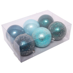 Шары елочные в наборах набор шаров MAXIJOY Декоративный 80мм 6шт пластик голубой микс