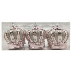 Игрушки елочные в наборах набор подвесок MAXIJOY Корона 6шт 95мм пластик розовый