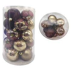 Шары елочные в наборах набор шаров MAXIJOY Микс 60мм 25шт пластик коричневый, золотой