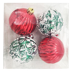 Шары елочные в наборах набор шаров MAXIJOY Микс зеленый 80мм 4шт пластик зеленый, красный