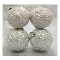 Шары елочные в наборах набор шаров MAXIJOY Снежинки рельефные 80мм 4шт пластик