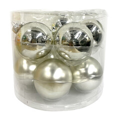 Шары елочные в наборах набор шаров MAXIJOY 60мм 10шт стекло серебряный