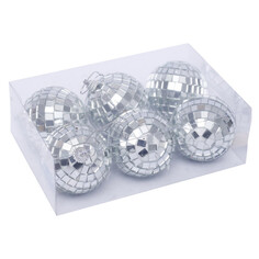 Шары елочные в наборах набор шаров MAXIJOY Зеркальный 60мм 6шт пенопласт серебро