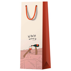 Пакеты пакет подарочный MESHU Wine not под бутылку 12х36х8,5см
