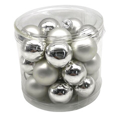 Шары елочные в наборах набор шаров MAXIJOY 25мм 24шт стекло серебряный