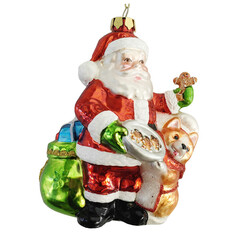 Игрушки елочные одиночные подвеска MAXIJOY Дед мороз с подарками 13,5см стекло