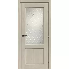 Дверь межкомнатная Танганика Грей остекленная CPL ламинация цвет бежевый 60x200 см (с замком и петлями) КРАСНОДЕРЕВЩИК