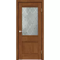 Дверь межкомнатная Тоскана остекленная финиш-бумага ламинация цвет дуб тернер коричневый 60x200 см (с замком и петлями) Velldoris