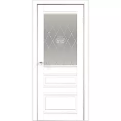 Дверь межкомнатная Эмили остекленная ПВХ ламинация цвет белый эмалит 70x200 см (с замком и петлями) Velldoris