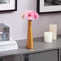 Ваза Бутыль стекло цвет золотой 23 см Без бренда