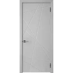 Дверь межкомнатная глухая с замком и петлями в комплекте Графика 1 80x200 см ПВХ цвет серый Без бренда