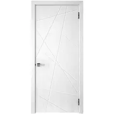 Дверь межкомнатная глухая с замком и петлями в комплекте Графика 1 60x200 см ПВХ цвет белый Без бренда