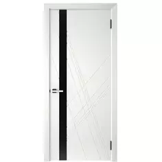 Дверь межкомнатная остекленная с замком и петлями в комплекте Графика Х 70x200 см эмаль цвет белый Без бренда