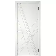 Дверь межкомнатная глухая с замком и петлями в комплекте Графика Х 70x200 см эмаль цвет белый Без бренда