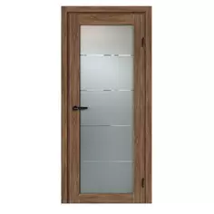 Дверь межкомнатная остекленная с замком и петлями в комплекте Толедо Орех Галант 90x200 см CPL цвет коричневый МАРИО РИОЛИ