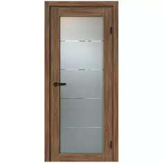 Дверь межкомнатная остекленная с замком и петлями в комплекте Толедо Орех Галант 70x200 см CPL цвет коричневый МАРИО РИОЛИ