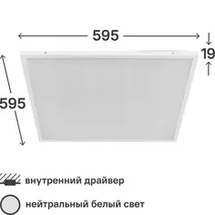 Панель светодиодная 36 Вт 595x595 мм 4000 К IP20 ERA