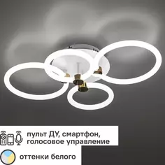 Люстра потолочная светодиодная диммируемая Ritter Ottimo 51612 9 с Алисой и пультом 100Вт 45м² 2700K-6400К цвет белый/золотой
