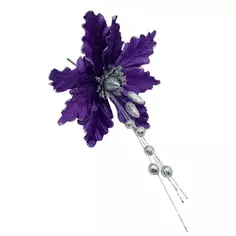 Украшение цветок на ветке 40см фиолетовый Без бренда
