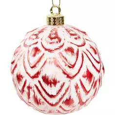 Елочное украшение Шар с узором Christmas ø8 см цвет красный Без бренда