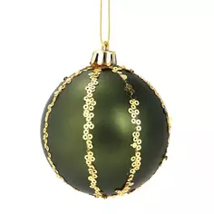 Елочное украшение Шар с узором из блесток Christmas ø7.8 см цвет зеленый Без бренда