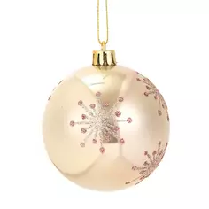 Елочное украшение Шар с узором Christmas ø7.8 см пластик цвет золотистый Без бренда