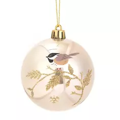 Елочное украшение Шар с узором Christmas ø7.8 см пластик цвет золотой Без бренда