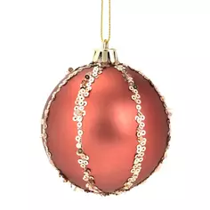 Елочное украшение Шар с узором из блесток Christmas ø7.8 см цвет розовый Без бренда