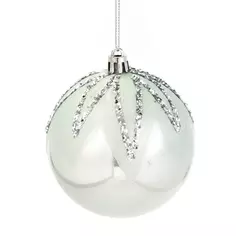 Елочное украшение Шар с узором Christmas ø7.8 см пластик цвет синий Без бренда