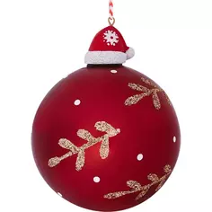 Елочное украшение Шар со шляпкой Christmas ø8 см цвет красный Без бренда