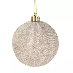 Елочное украшение Шар с узором Christmas ø7.8 см цвет золотой с блестками Без бренда