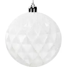 Елочное украшение Шар с объемным узором Christmas ø8 см цвет белый Без бренда