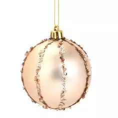 Елочное украшение Шар с узором из блесток Christmas ø7.8 см цвет золотой Без бренда