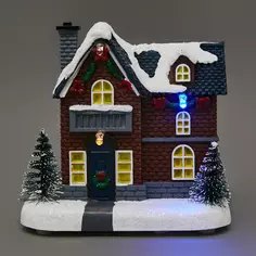 Композиция новогодняя светодиодная Домик для дома 3 светодиода 11.5 см цвет разноцветный Без бренда