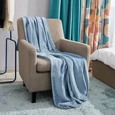 Плед Alia 150x200 см велсофт цвет серо-голубой Столица текстиля