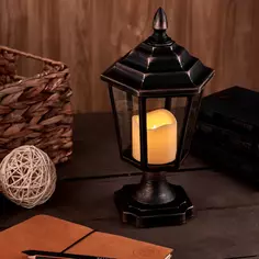 Фонарь декоративный со свечкой 1 светодиод 31 см цвет черный Без бренда