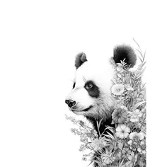 Постер Панда в цветах 30x40 см Арт Дизайн